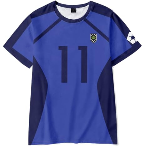 Zhongkaihua Seishiro Nagi Maillot de football à manches courtes pour entraînement de sport Isagi Yoichi Bleu Anime T-shirt à séchage rapide Vêtements de gym
