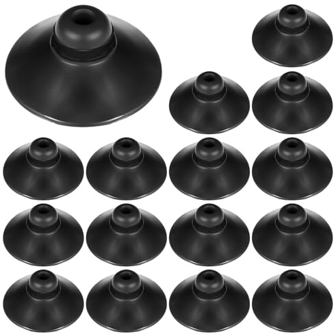 Skrfren 16Pcs Rubber Fish Tank Suction Cups, Black Aquarium Camp Clip Tank Attachments for Tanks Pump, Overhead Line Tube, Fish Tanks Aeration Setup, 28mm/1.1inch
