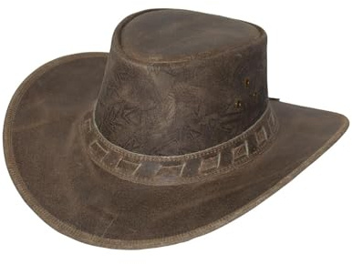 Svart Jungle Altus läderhatt, västernhatt, austernhatt, cowboyhatt, kol, XXL