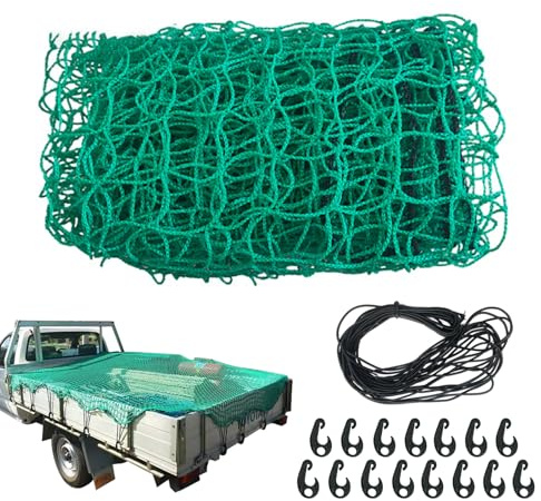 Rete per rimorchio, 2 x 3 m, rete antistrappo per rimorchi con 15 ganci e corda in gomma, rete di sicurezza del carico, rete di sicurezza per rimorchi, rete container
