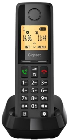 Gigaset Pure 320 - Teléfono DECT Inalámbrico - con Bloqueo de Llamadas y Función Manos Libres - Pantalla y Teclado iluminados - Agenda para hasta 100 contactos, Negro [Compatible en ES, SE]