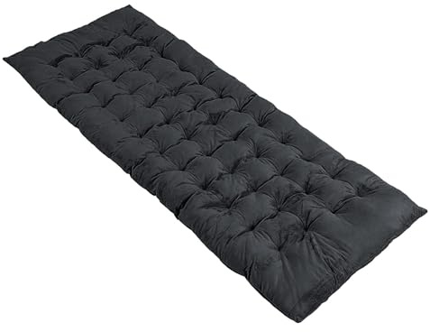 GOPLUS Matelas de Lit de Camping rembourré avec Housse en Velours Doux et Respirant, Matelas de Sommeil 190 X 70 CM, Coussin de Lit de Camp Portable pour Randonnée, Camping et Voyages (Noir)