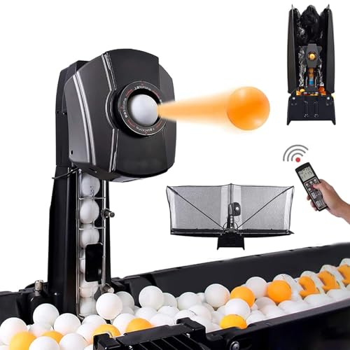 Bordtennisrobot – automatisk bolllauncher med 36 olika snurrbollar för övningsträning och återvinningsnät