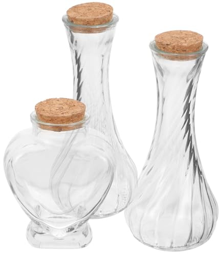 Generico Set Cerimonia Sabbia Con 3 Bottiglie in Vetro Trasparente 75Ml Cuore E 130Ml Tappo a Vite Contenitori Per Rito Nuziale Decorazione Feste Matrimonio