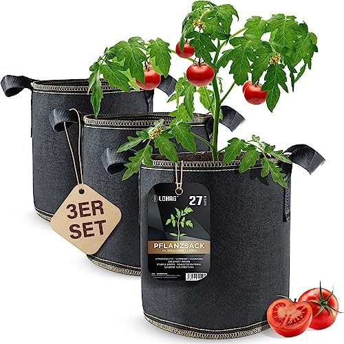 DIY non-woven växtpåse - 7 gallon, ca 27 liter - 3-pack växtpåse potatissäck växtpåse - Det hälsosamma alternativet