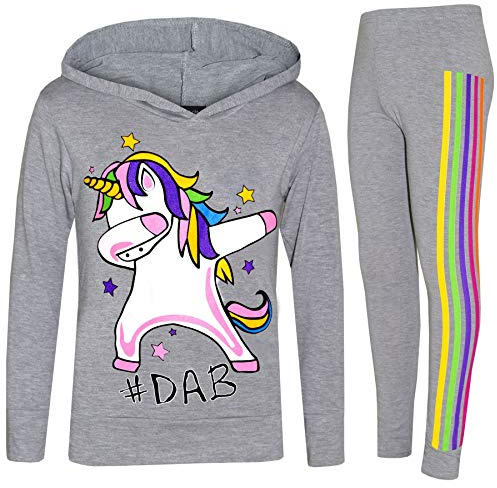 A2Z 4 Kids Filles Survêtement Arc-en-ciel Unicron #Dab Floss - Unicorn Hooded Set 227 Grey 11-12