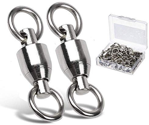 AMYSPORTS Ball Bearing Swivels Connector High Strength Stainless Steel Solid Welded Rings Barrel Swivels Saltwater Freshwater Fishing 25pcs 55lbs
