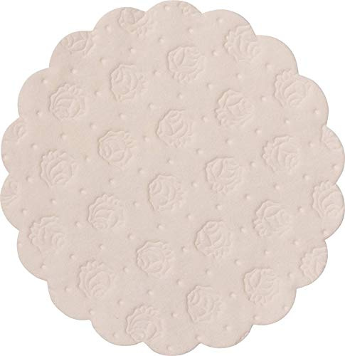 Demmler Centrino per tazze/sottobicchieri – carta assorbente filigranata – rotondo – goffratura rosa – Colore: camoscio – 500 pezzi – Made in Germany