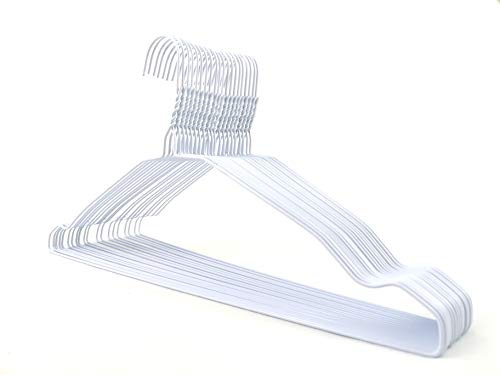 DODIN HOME 30 perchas de alambre blanco con muescas, perchas de metal que ahorran espacio con barra para pantalones para ropa, camisetas, vestidos