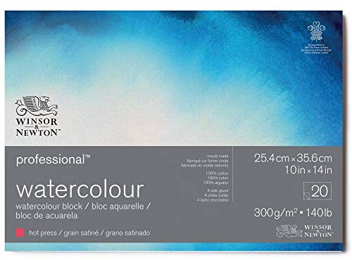 Winsor & Newton Professional Watercolor Paper Block, 10 x 14, Hot Pressed