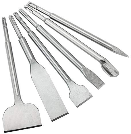 LuckyHigh 6pcs Concrete Drill Chisels Rotary Hammer SDS Plus Bits Set, Tile Chisel, Point Chisel, Gouge Chisel, Wide Chisel, Flat Chisel