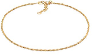 Elli Fußschmuck Damen Fußkettchen Kordel Gedreht Basic Zeitlos Trend Verstellbar in 925 Sterling Silber