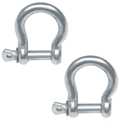 Amig - Pack de 2 Grilletes Tipo Lira de Acero Galvanizado en Forma de Omega y Perno Roscado, Anclaje Multiusos para Conectar con Cables Metálicos, Cadenas o Cuerdas - Ø 5 mm