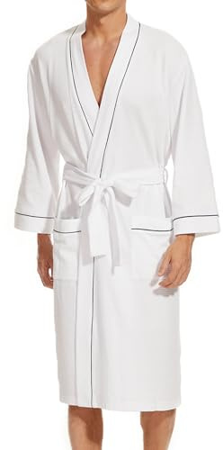 Mnemo Peignoir de Bain Homme Gaufré Kimono légère Waffle Robe de Chambre Coton Organique
