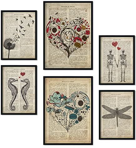 Nacnic Set de 6 posters Texto vintage. Colección de láminas con estética collage para la decoración de interiores. Tamaños A3 y A4. Sin marco.