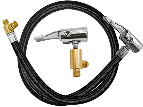 KEWAYO Tubo Flessibile della Pompa Gonfiaggio, Pompa Tubo Adattatore, Estensori Valvola Pneumatico, Adattatore Estensione Tubo Pompa Gonfiatore Prolunghe per Valvola per Auto, Moto, Camion（60cm）