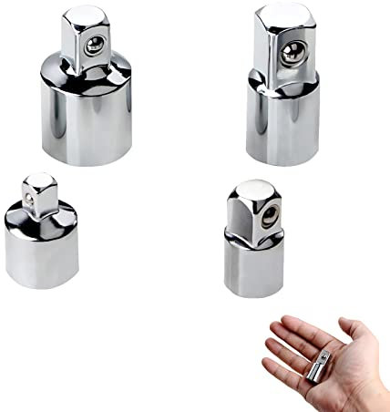 4tlg Adapter Satz Stecknussadapter Set Stecknuss, Adapter Zoll Stecknuss, Adapter für Ratschen 1/2 auf 3/8, 3/8 auf 1/2, 3/8 auf 1/4, 1/4 auf 3/8 für Knarren, Nuss, Steckschlüsseln