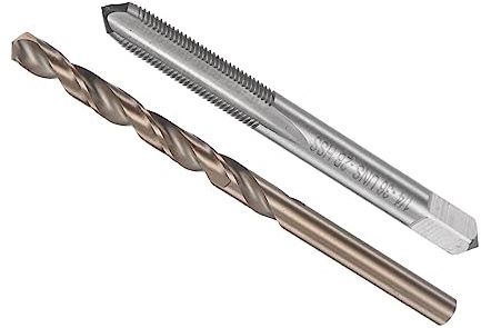 CoCud Set Punte Maschio e Punte, 1/4-36 UNS 2B Filetto Maschio 5,5 mm Diametro Trapano, Kit Attrezzo Vite Macchina Maschio e Torsione Punta Trapano per Filettatura Riparazione, 1-Set
