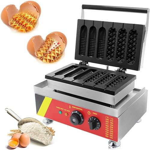 VoOqo Máquina para Hacer Muffins y Perritos Calientes, máquina Comercial para Perritos Calientes, 6 Piezas, máquina para Hacer gofres Antiadherente con Temporizador y Ajuste de Temperatura