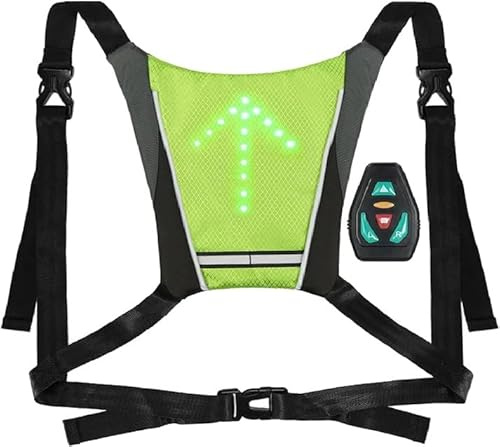 SAGREEN Gilet Velo Clignotant Gilet réfléchissant à LED avec indicateur de Direction - Télécommande, Feux de Direction, Rechargeable par USB, Installation Facile pour témoin de sécurité à vélo