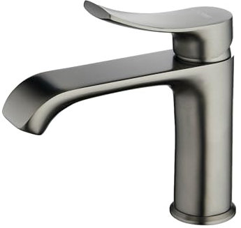 BELZ Wasserhahn Bad, Einhebel Waschtischarmatur, Waschbecken Armaturen, Armatur Badezimmer, Mischbatterie Bad, Messing Chrom (Dunkelgrau)