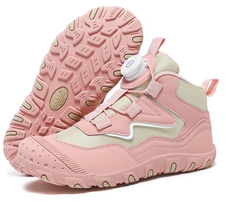 AONEGOLD Kids Trekking Hiking Footwear Boys Girls Non-Slip Walking Shoes Lightweight Waterproof Trainers Running Shoes Outdoor Climbing Barefoot Sneakers (Pink,1UK)