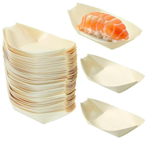 FENGQQKJ Cuenco de Bambú para Aperitivos y Salchichas - Cuencos de Madera, Patatas y Papel, Platos