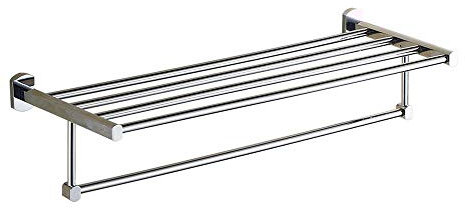 towel holder Bathroom Towel Rack Double Brass Wall mounted Storage Washstand (Silver)