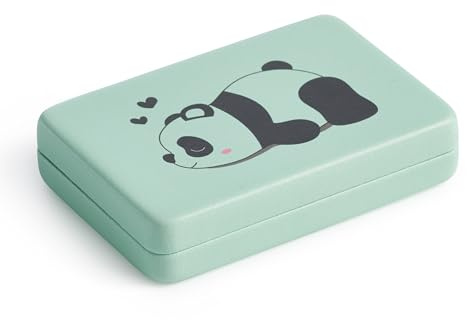 Back2Fun - Joyero niñas con espejo, Organizador de 4 compartimentos, Interior aterciopelado, Estuche para pequeñas joyas de 100 x 70 x 20 mm, Panda