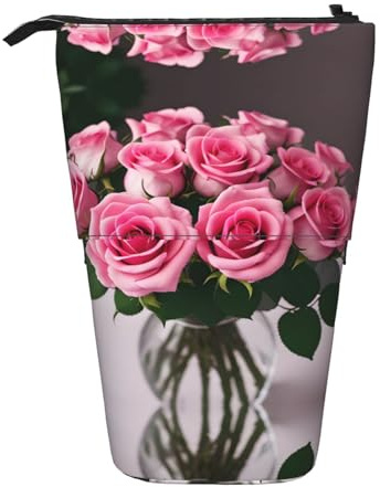SDEGTHO Red Roses Cute Telescopic Pencil Case,Students Pen Holder,Stationery Storage for School College Supplies