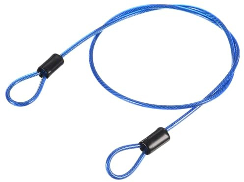 TA-VIGOR 1 st säkerhetsstålkabel, 2,5 mm x 1 m/3,28 fot belagt säkerhetsvajer med dubbel ögla, flexibelt säkerhetskabellås för cykel, bagage, resor och utomhusbruk, blå