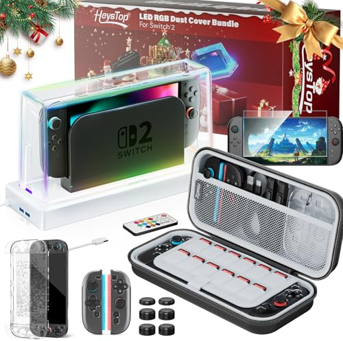 HEYSTOP Set di Accessori per Nintendo Switch 2 con Custodia da Trasporto Switch 2, Cover Protettiva Switch 2, Dock con Copertura Antipolvere Switch 2, Protezione per lo Schermo per Nintendo Switch 2