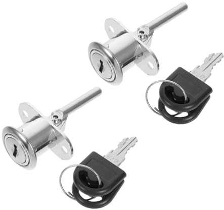 Uonlytech Lot De 2 Verrous De Tiroir Métalliques à Clé, Triple Verrouillage, Compatible Meubles De Bureau Et Armoires, Serrure Cylindrique Argentée Pour Sécurité Des Classeurs, Usage Professionnel