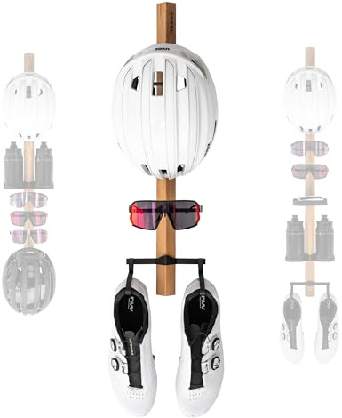 PARAX Gear-Rack - Organizador de pared de madera para bicicleta, tamaño M, 60 cm, juego 1: casco, gafas, zapatos, organizador de bicicleta
