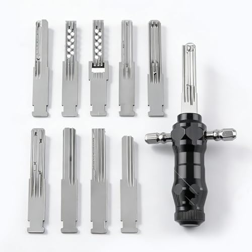 Set di grimaldelli tubolari: 9 in 1, strumento di sblocco di precisione con chiavi intercambiabili in acciaio inox, compatibilità multi-lock, design portatile per fabbri professionisti e kit fai da te