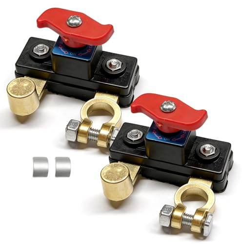 TZEKING 2PCS Huvudströmbrytare för bilbatteri 12 V-48 V, justerbar renkopparbrytare, batteribrytare, huvudströmbrytare för bil, motorcykel, båt, husvagn