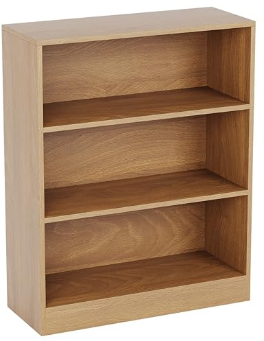 Vida Designs - Estantería Baja Cambridge de Madera de Roble Negra con 3 estantes, para Oficina o Sala de Estar