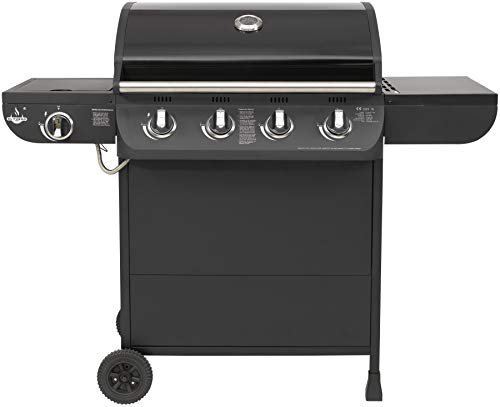 Gasgrill COLUMBUS von El Fuego® 4 + 1 Brenner Grill Smoker Grillwagen BBQ, inkl. Seitenbrenner, verchromter Warmhalterost, Brenner aus Edelstahl, auf Rädern AY 563