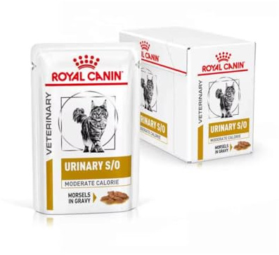 Royal Canin Veterinary Urinary s/o Moderate Calorie | 12 x 85 g | Alimento completo para gatos | Para disolver cálculos de estruvita | Bajo valor RSS