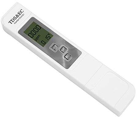 3 i 1 Multifunktionell Vattentestare, Digital Temperatur TDS EC-mätare, Bärbar Vattenkvalitetstestare med Stor LCD-skärm, ±2% Noggrannhet, Mätområde 0-9990ppm/0-9990us/cm/0°C~80°C