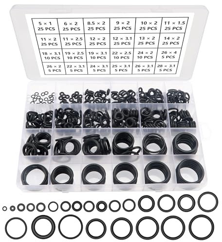 YIXISI 385 Pièces 24 Tailles Joint Torique Noirs Kit d'assortiment, Joints Toriques Métriques en Caoutchouc Nitrile, pour Robinet, Véhicule Climatisation, Electroménagers, Roulement, Pompe