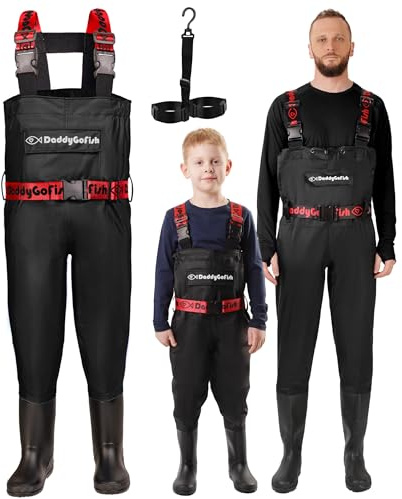 DaddyGoFish Chest Waders for Kids and Adults, Fishing and Hunting Waders with a Pocket and a Wader Hanger