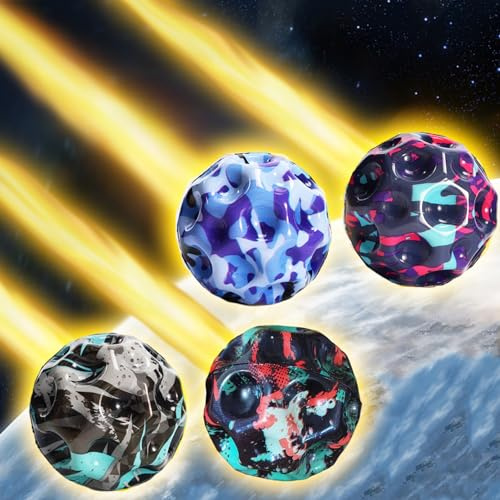 Byhsoep 4 pezzi Astro Jump Ball, Space Jump Ball Salti in gomma High Bouncing Ball Extreme Ball Crate per creare un suono esplosivo Flummies giocattoli per bambini (C)
