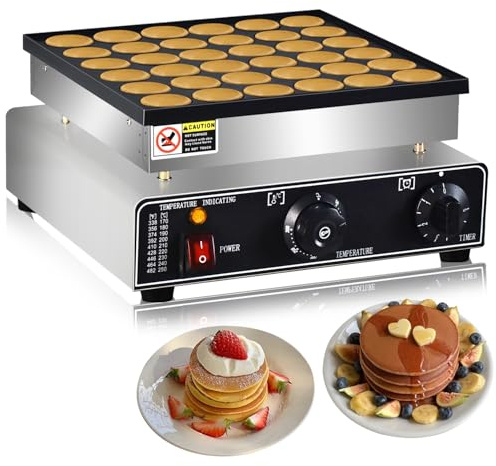 110V Commercial Mini Dutch Pancake Maker,36PCS Mini Pancake Maker Machine,Dutch Poffertjes Grill,Stainless Steel, Non stick,Breakfast，Snacks, Desserts, Restaurants, Cafes.