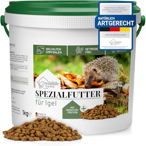 WILDLIFE HOME Igelfutter VON IGELHILFEN EMPFOHLEN Getreidefrei 1kg - Artgerechtes Spezialfutter für Igel mit Insektenprotein für die optimale Energieversorgung, Vollwertiges Igel Futter Trockenfutter