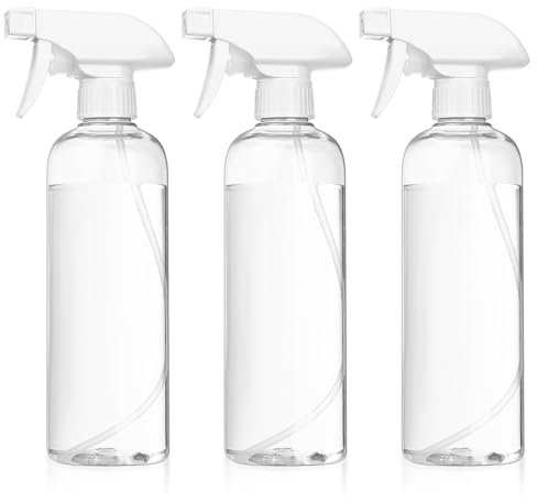 Jttxiu 3 Pcs 500ml Spray Bottles, Empty Plant Mister Water Spray Bottles, Plastic Refillable Trigger Pressure Pump Mister Sprayer Bottles Container for Hairdressing Tattooing (transparent white)