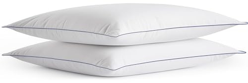 SILUI Flat Soft Thin Pillows Standard Size Set of 2 Pack Bed Pillow with Down Alternative Fill for Side Back Stomach Sleepers, 20x26 Inches, White