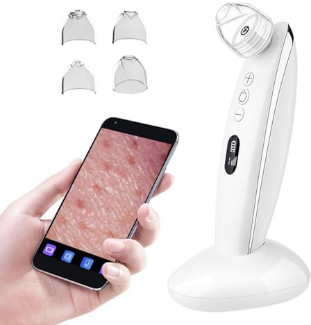 Layhou Misuratore elettrico per rimuovere punti neri e acne, 200 W, pixel, regolazione a 6 velocità, pulizia profonda del viso con 4 testine di aspirazione