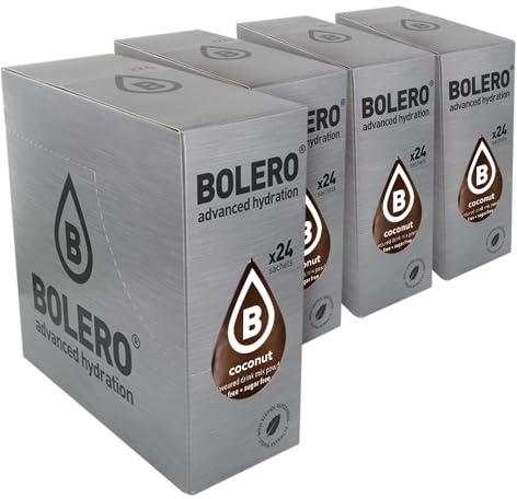 SET 96 BOLERO DA 9 GRAMMI COCONUT Preparato istantaneo per Bevande con Stevia e Vitamina C e Senza Zucchero