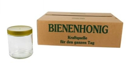 Neutrales Honigglas 500g im 12er Karton inkl. Deckel; Imkereibedarf; Honig; Imker; Neutralglas; Bienen